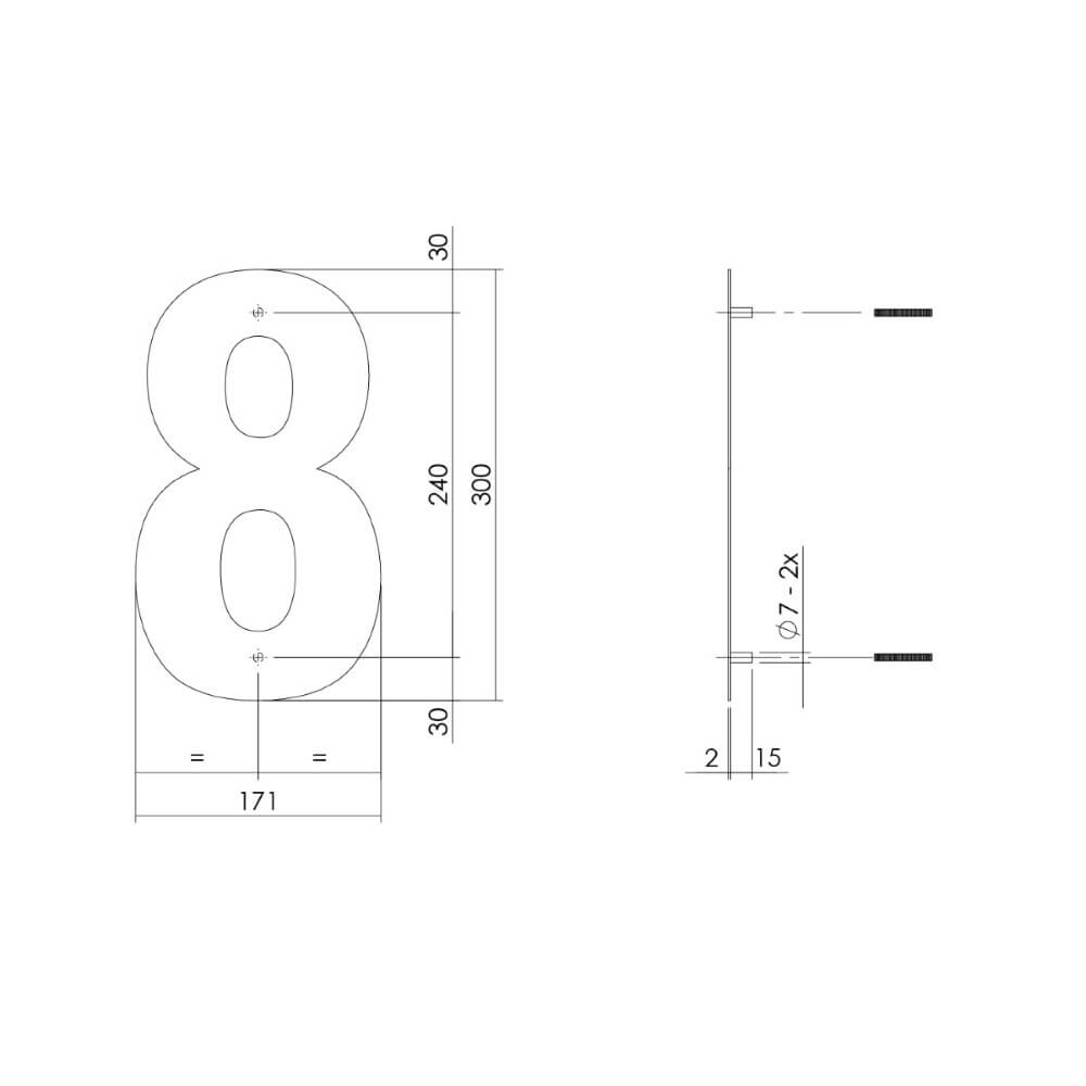 Hausnummer 8 XL Numbra 30cm schwarz Intersteel 8714186503355
