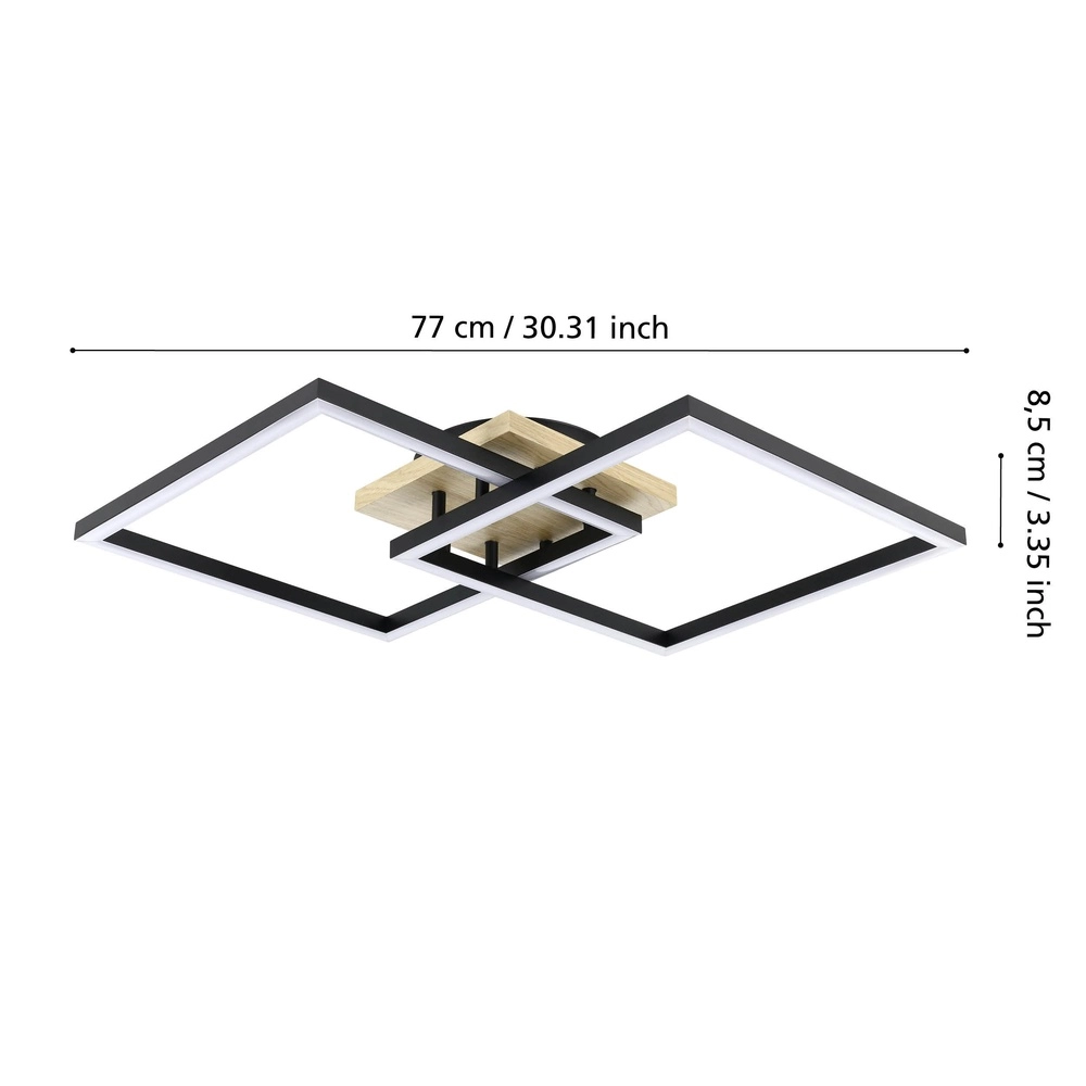 Zigbee-Deckenlampe Lomaltas-Z Schwarz mit Holzoptik – quadratisch Eglo 9008606327904