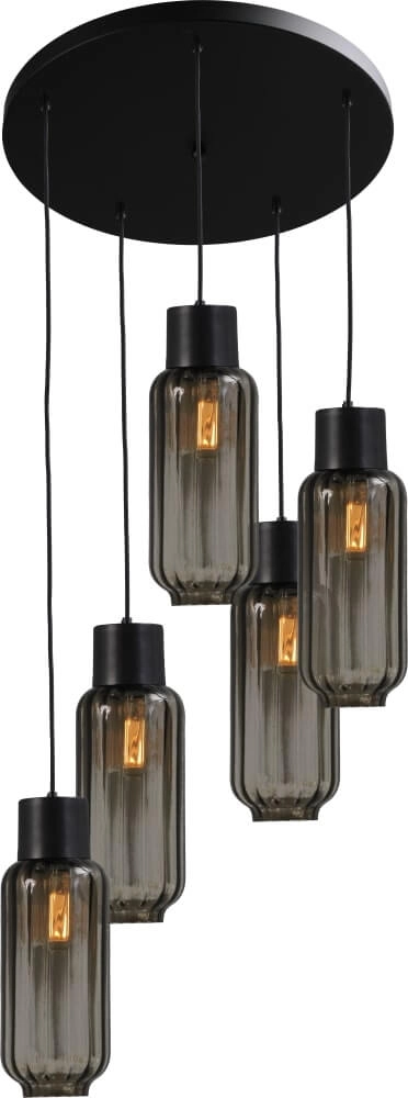 Pendelleuchte Lett ll 5-Licht-Rauchglas