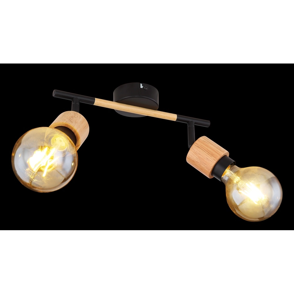 Deckenlampe Jorna 2-helliges Schwarz mit Holz Globo 9007371402281