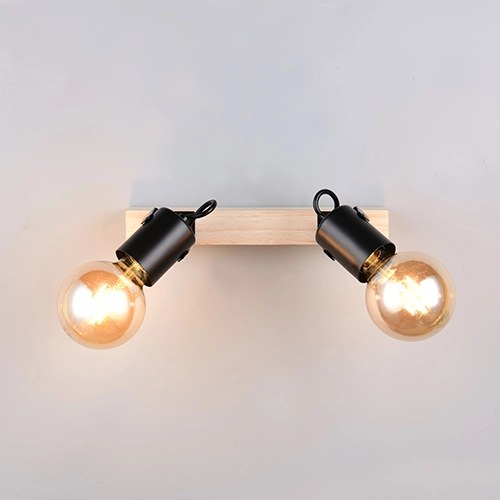 Doppeldeckenlampe Lynar Schwarz mit Holz Trio 4017807670721