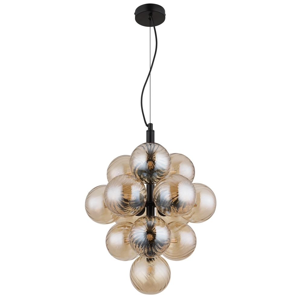 Schwarze Pendellampe Conor mit Bernsteinglas Globo 9007371509188