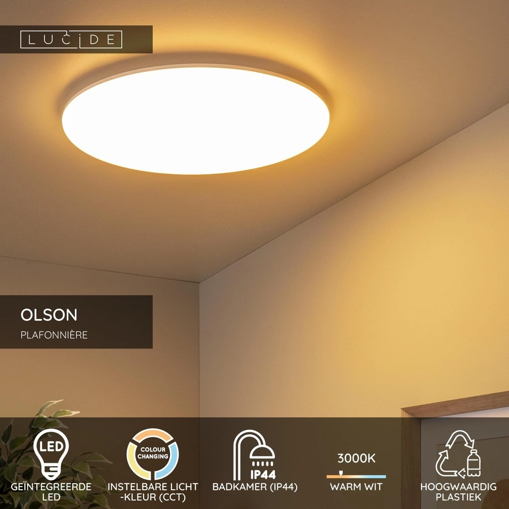 Deckenlicht Olson Ø 45cm weiß – IP44 Lucide 5411212792259