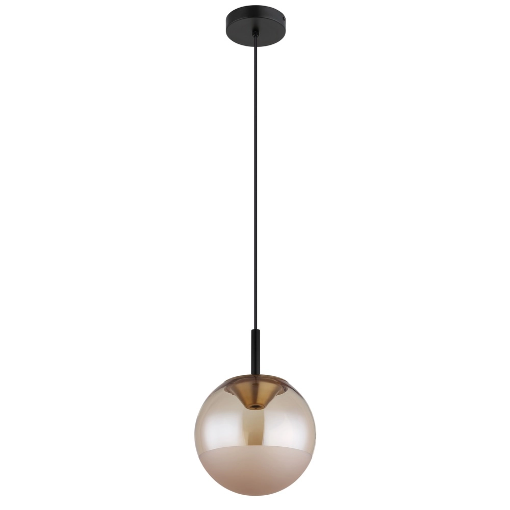 Design-Pendellampe Severin schwarz mit bernsteinfarbenem Glas Globo 9007371546930