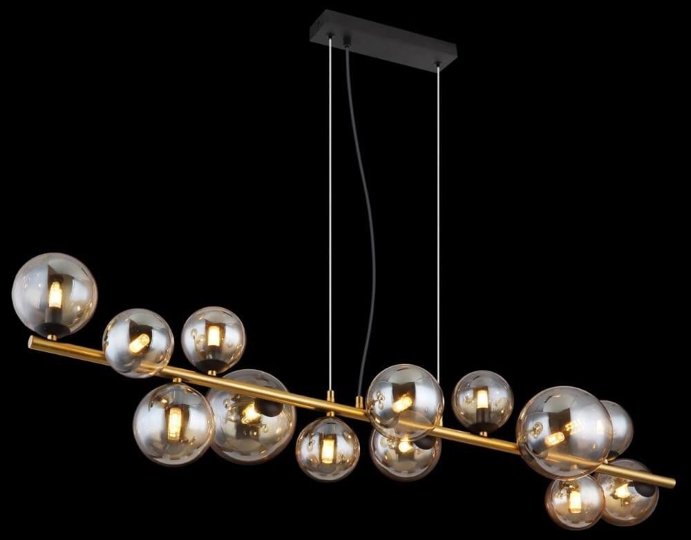 Goldene Hängelampe Riha Design mit Braunglas Globo 9007371448838