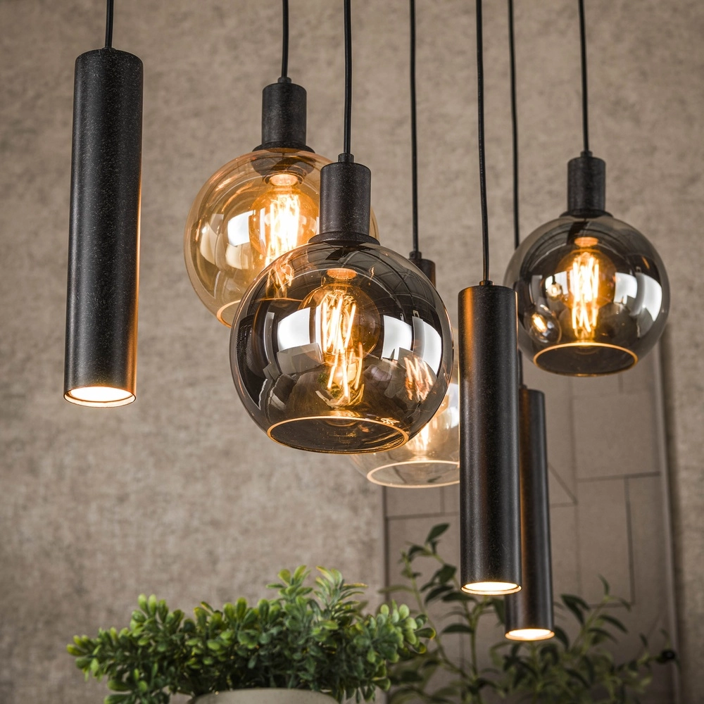 Esstisch-Pendellampe Sfera mit Glaskugeln und Anhängern Lyora 8716803512382