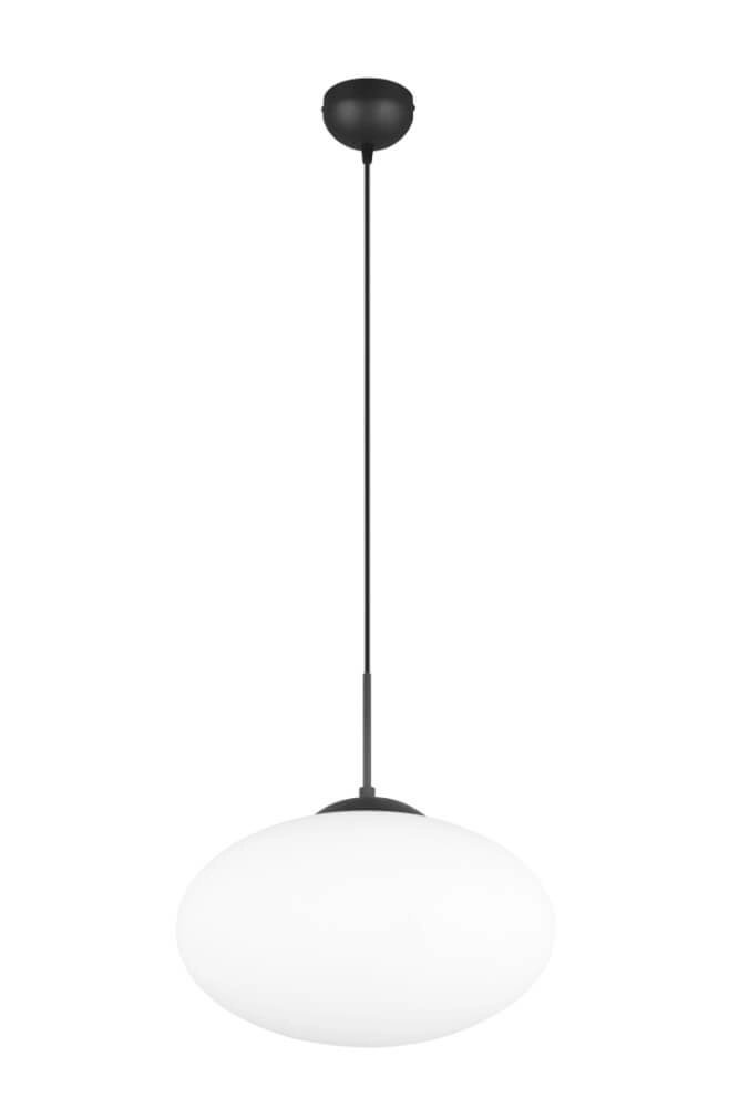 Ovale Hängelampe Fomento Ø 40cm - schwarz mit weißem Glas Trio 4017807616224