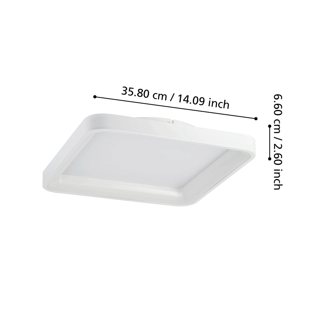 Elegante LED-Deckenlampe Loretello 35x35cm – weiß Eglo 9008606316427