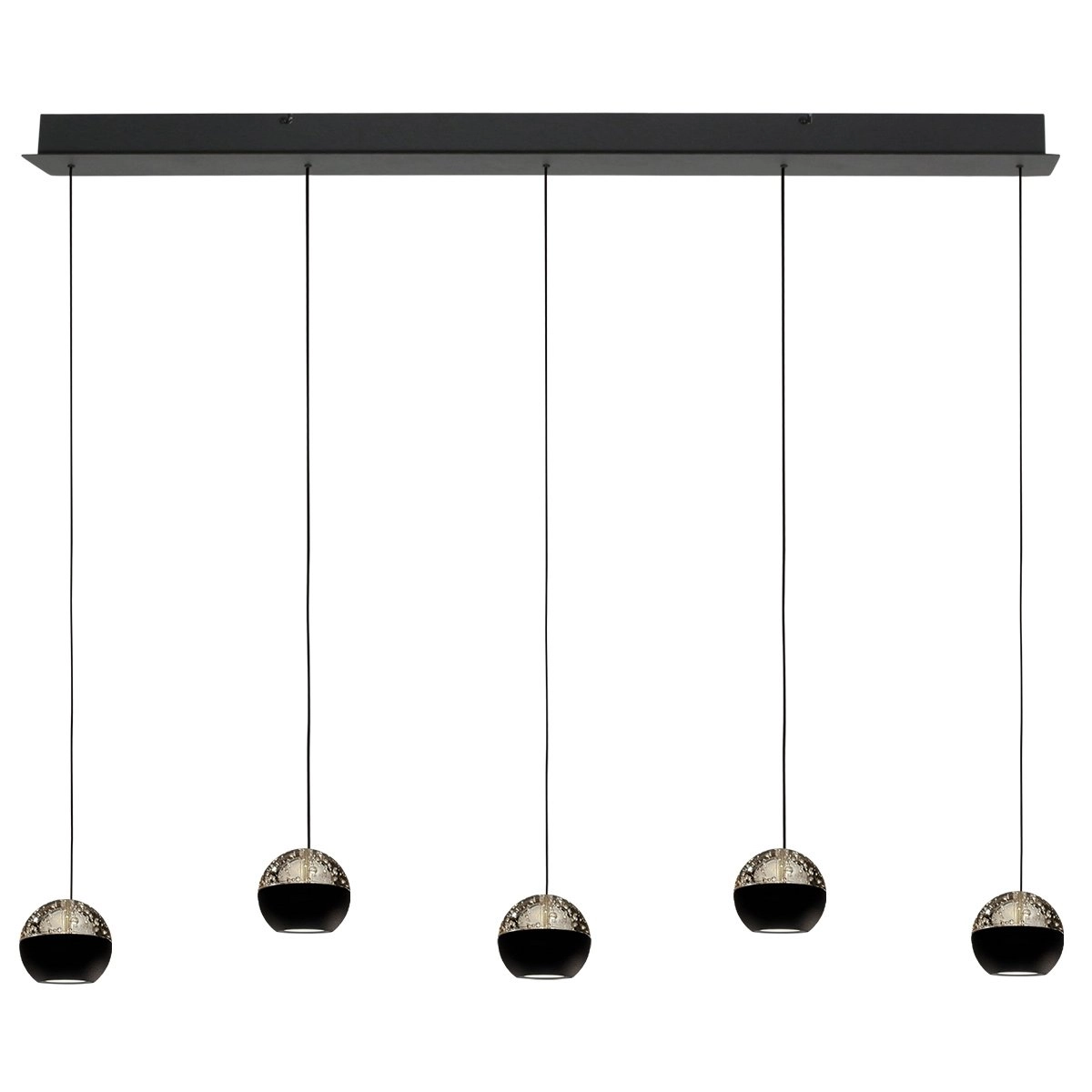 5-Licht Esstisch-Pendellampe Belluno LED – Schwarz mit Glas Steinhauer 8712746183900
