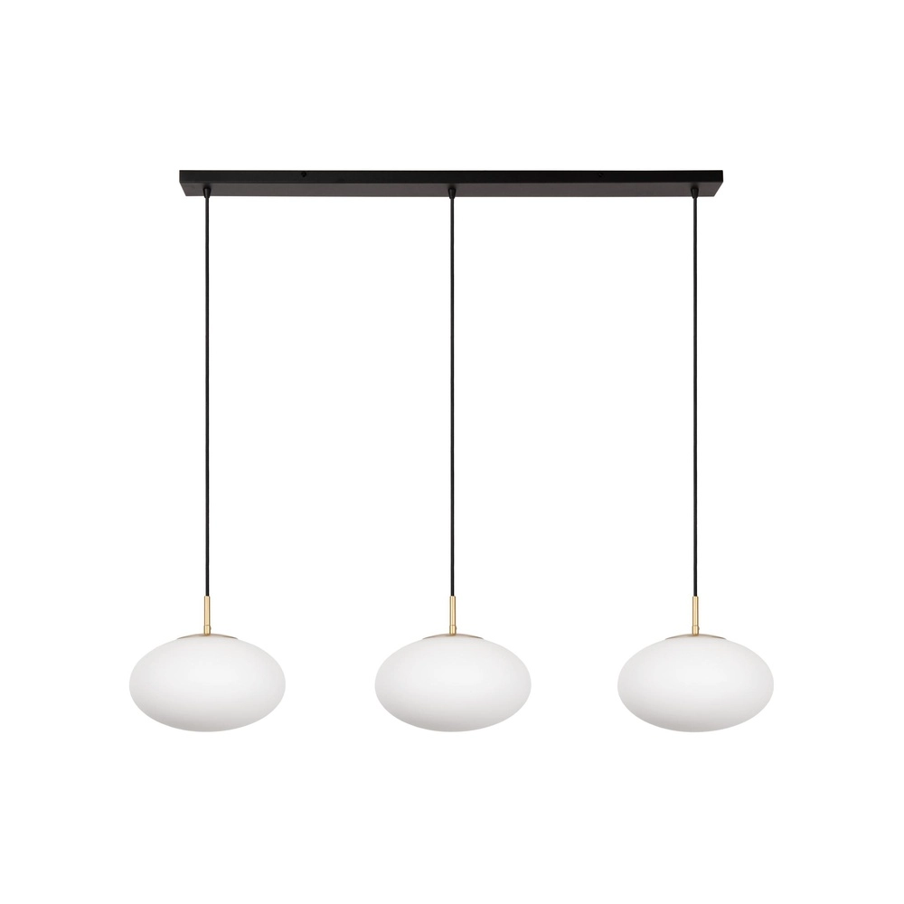 3-Licht Pendellampe Elysee Design schwarz mit Opal