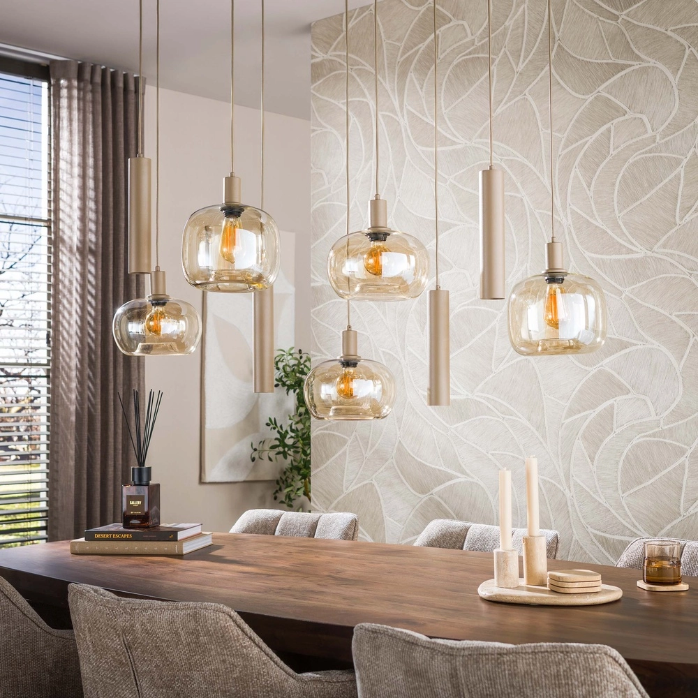 Moderne Pendellampe Serene 9-helles Sandbraun Lyora 8716803514829