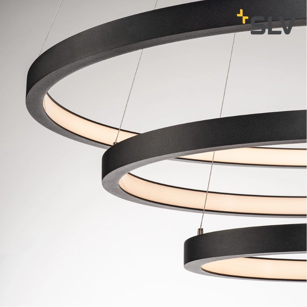 LED Hängelampe One Triple 3-Ringe Ø 80 cm dimmbar schwarz SLV 4024163231077