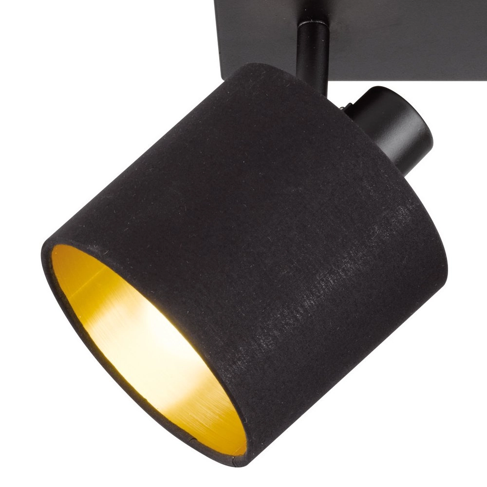 Deckenstrahler Tommy 2 Lichtschwarz mit gold Trio 4017807388947