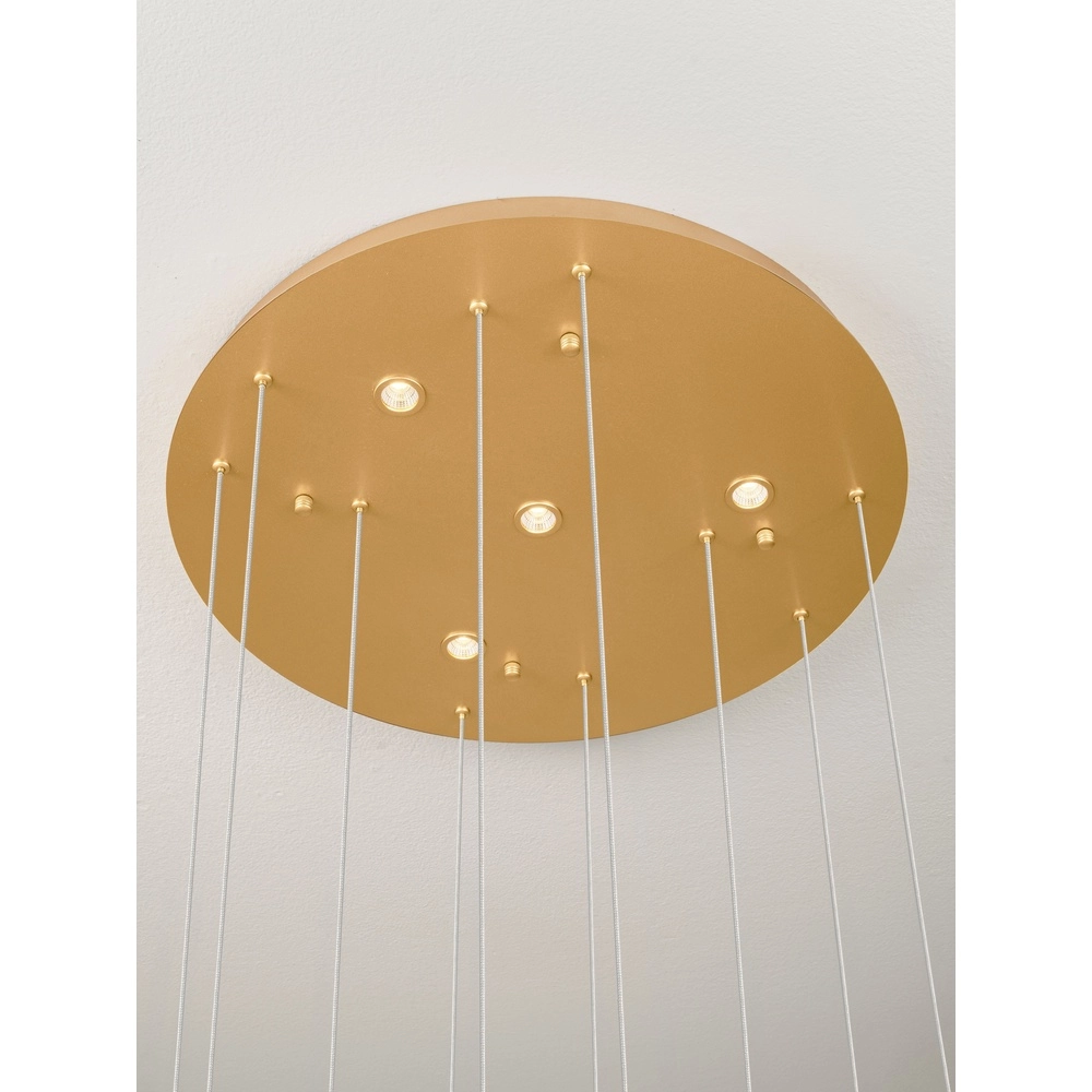 Goldene Pendellampe Avesa mit klarem Glas Ø 60 cm Lyora 5212063500433