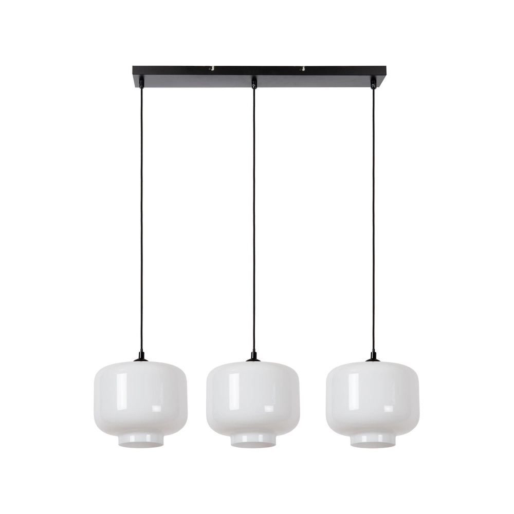 Hängende Lampe gerade Medine 3-Licht Schwarz mit Opal