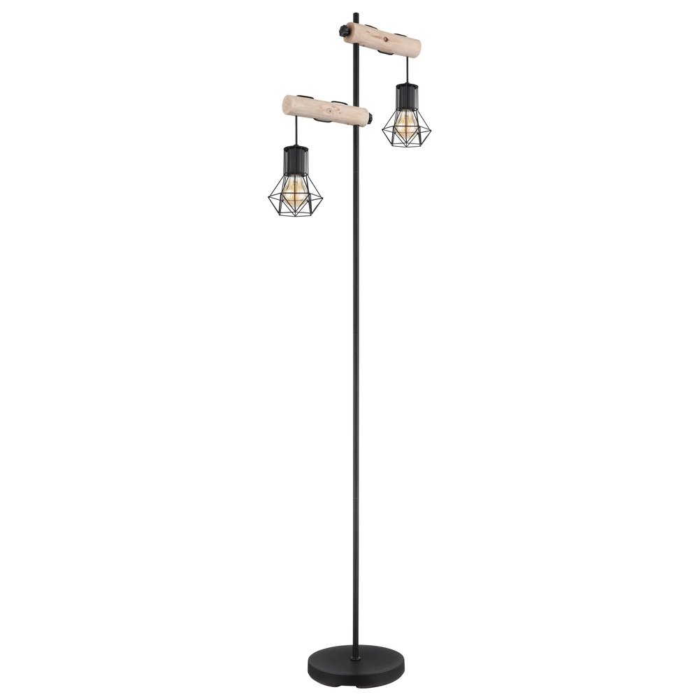 Stehlampe Priska Schwarz mit Holz Globo 9007371443840