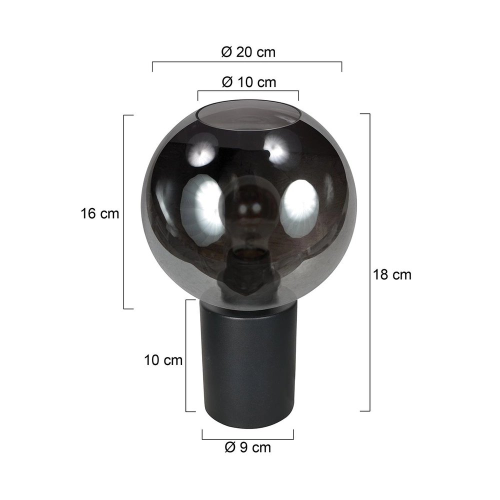 Tischlampe Bloeba Kugel Rauchglas Ø 20cm Steinhauer 8712746181159