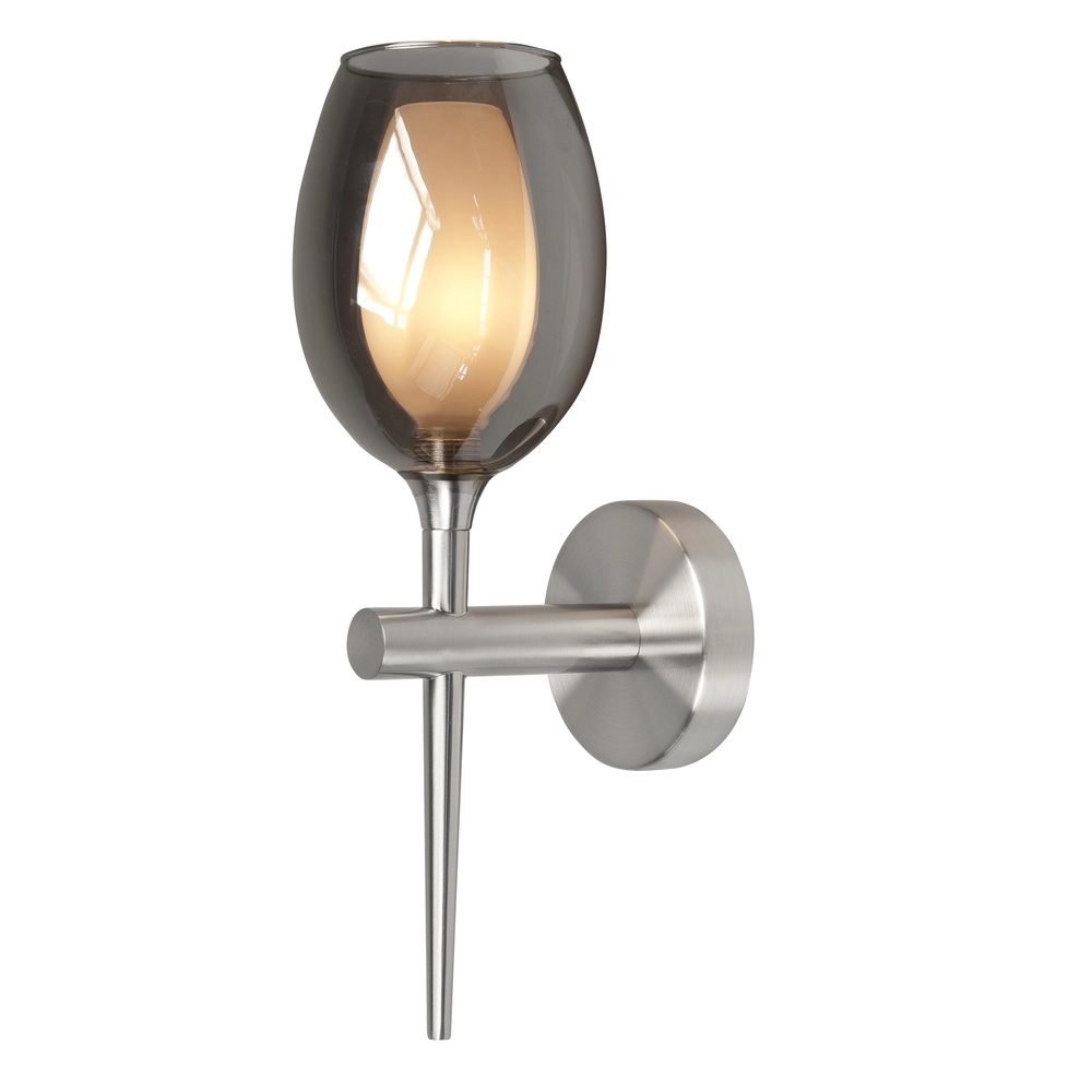 Wandleuchte Belle Nickel mit Rauchglas