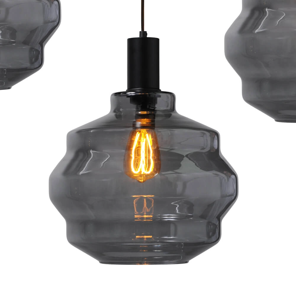 5-flammige Hängelampe - schwarz - Porto mit Kugelrauchgläsern - Ø 30cm Masterlight 8718121270173