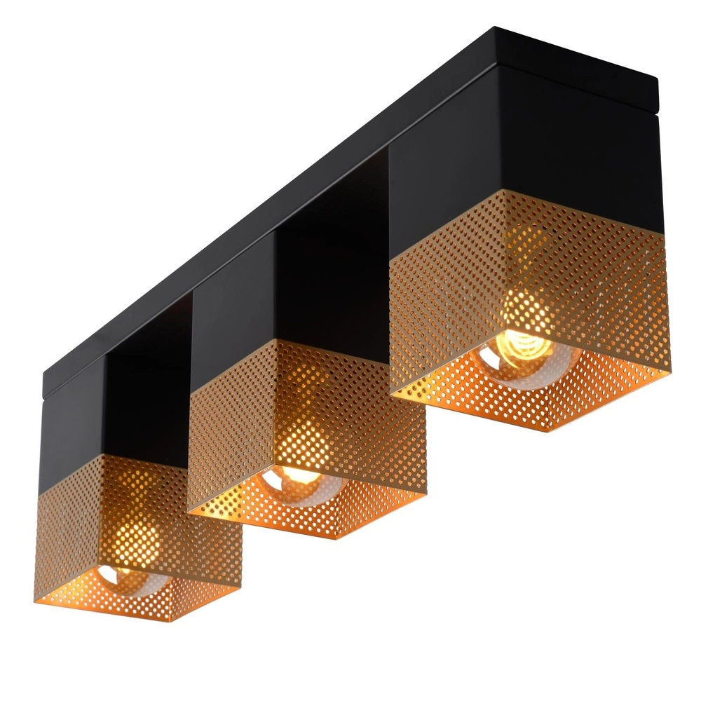 Design-Deckenlampe Renate 3-hell schwarz mit Gold Lucide 5411212211262