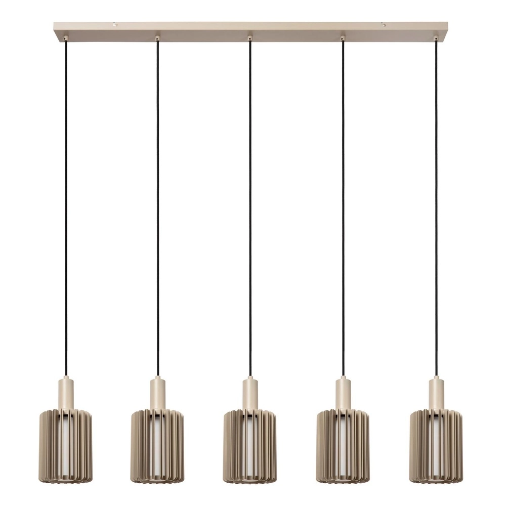 5-Licht Pendellampe Lambres Gerade taupe