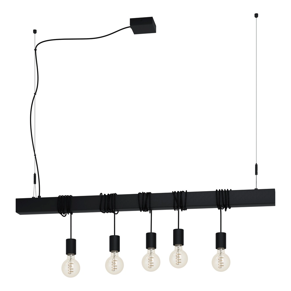 5-Licht Pendellampe Townshend-B Schwarz – Esstisch