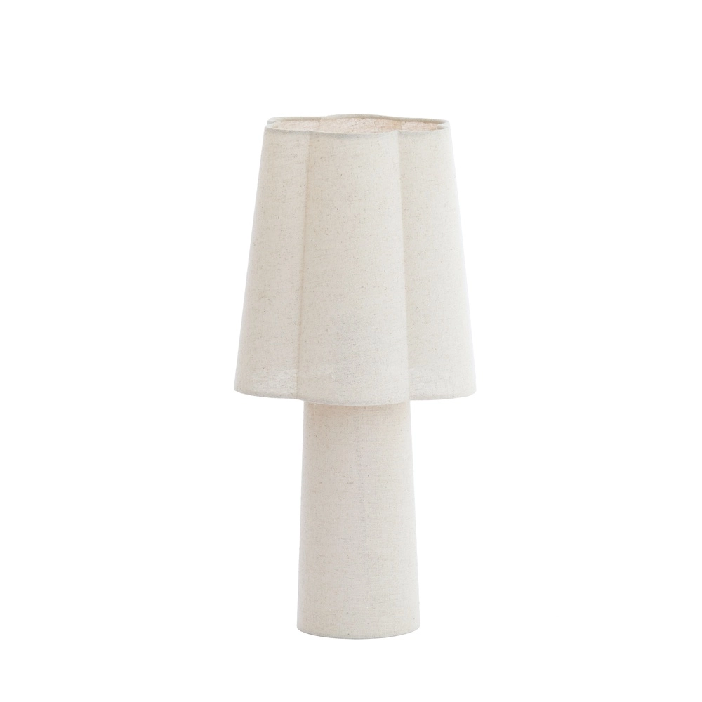 Tischlampe Musaby Organische Form – weißes Leinen