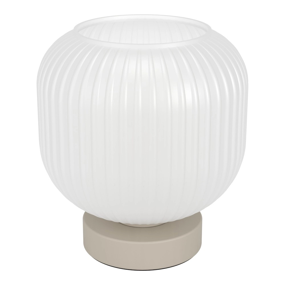 Design-Tischlampe Dasmina Sandbraun mit weißem Ø 20 cm