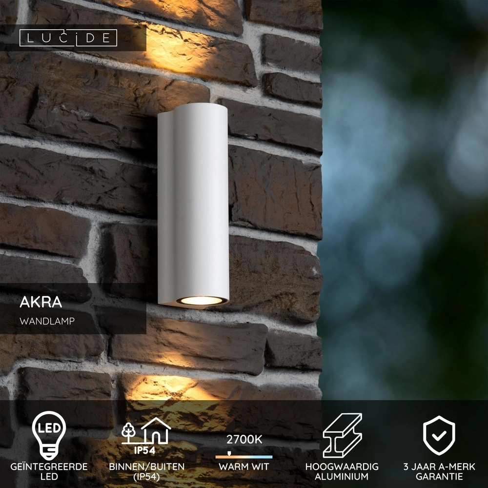Design-Wandlampe Akra Weiße IP54 auf und ab Lucide 5411212334053