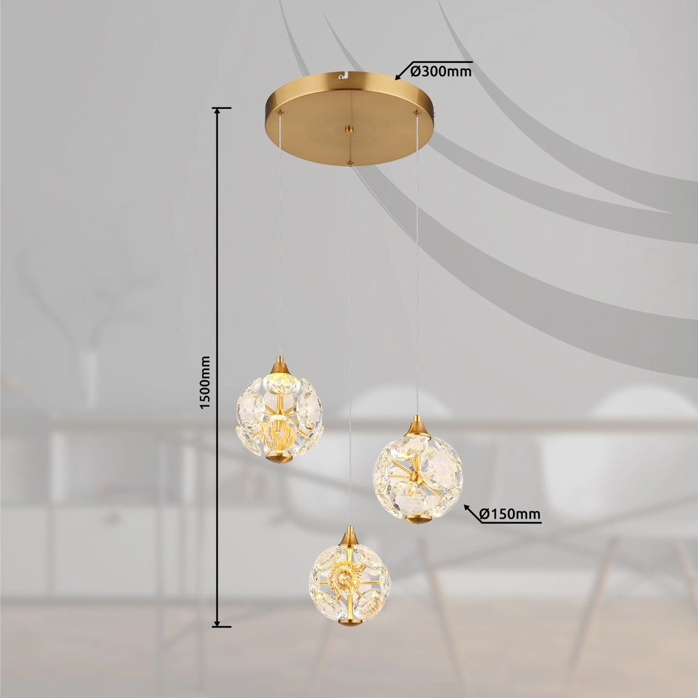3-Licht Pendellampe Virina gold Ø 65 cm Globo 9007371449620