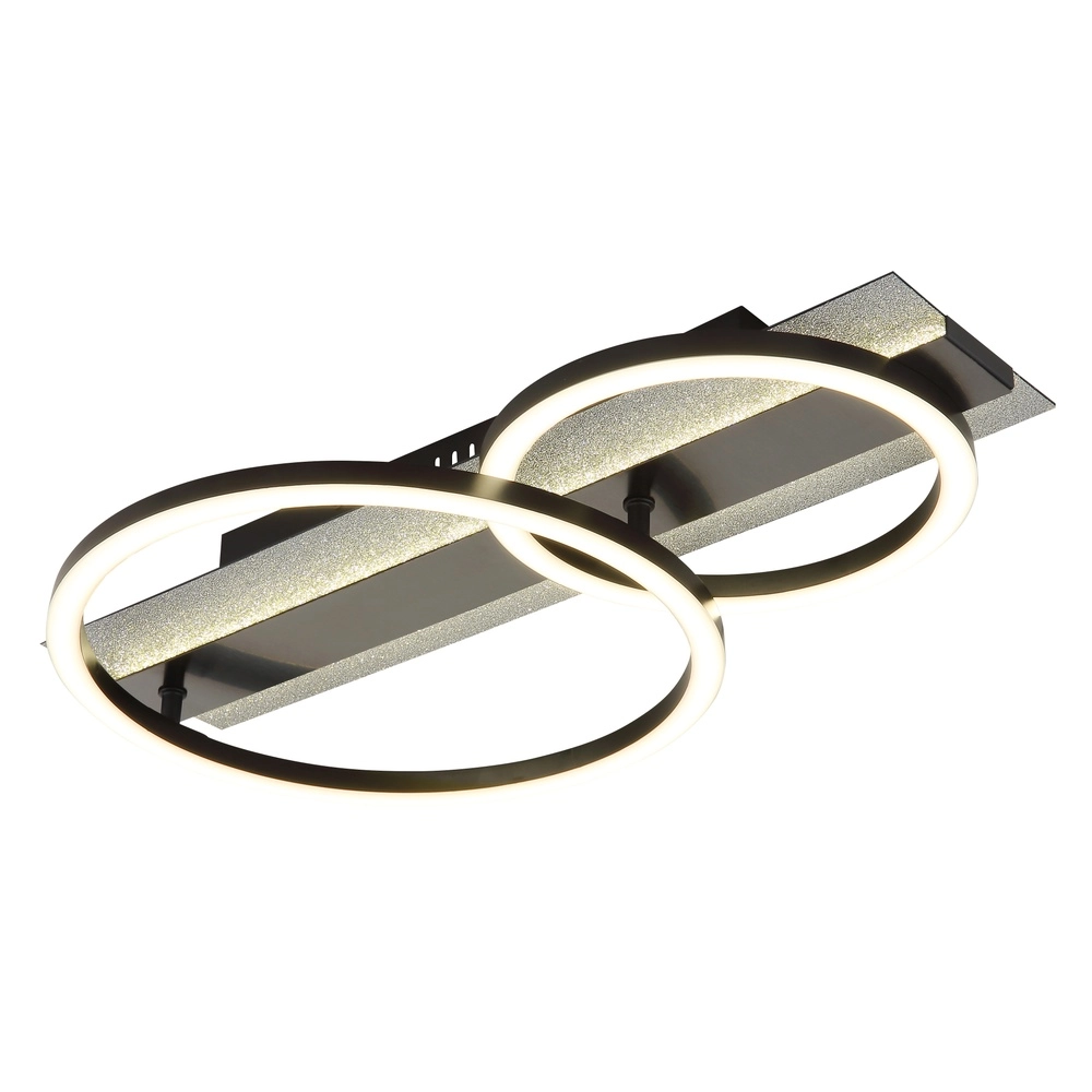 Schwarze Deckenlampe Norberto 2 Ringe