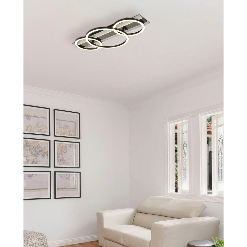 Schwarze Deckenlampe Norberto 3 Ringe in Folge Globo 9007371569830