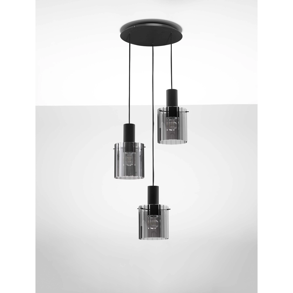 Design-Pendelleuchte Mirbi 3-flammig schwarz rund Lyora 5212017468437