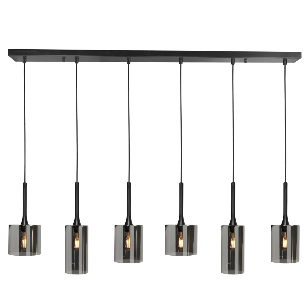 Pendelleuchte Diverso schwarz 6-flammig mit Rauchglas Highlight 8718379037672