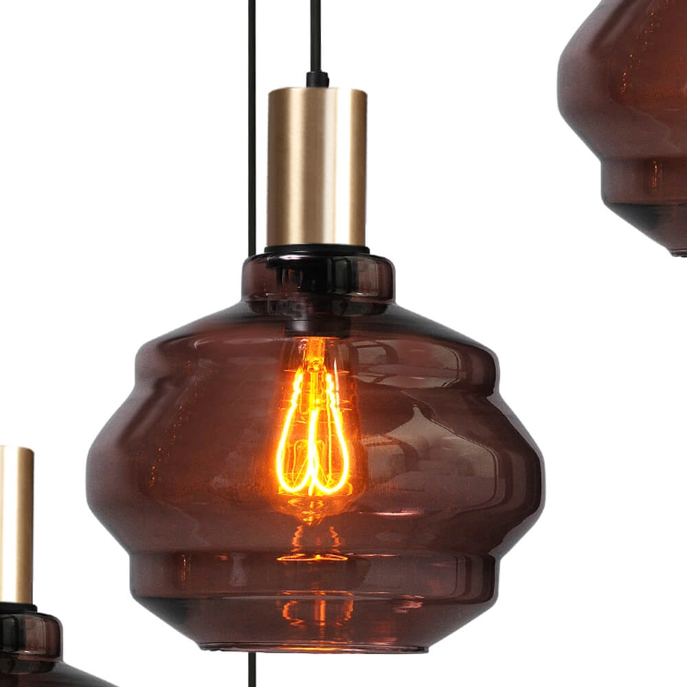 5-flammige Loft-Hängelampe - Gold - Porto mit kugelroten Gläsern - Ø 24cm Masterlight 8718121270982