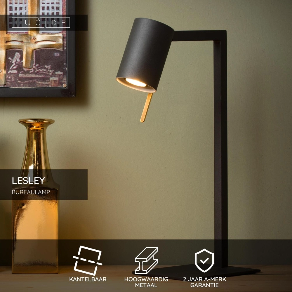 Moderne Schreibtischlampe Lesley Schwarz Lucide 5411212031129