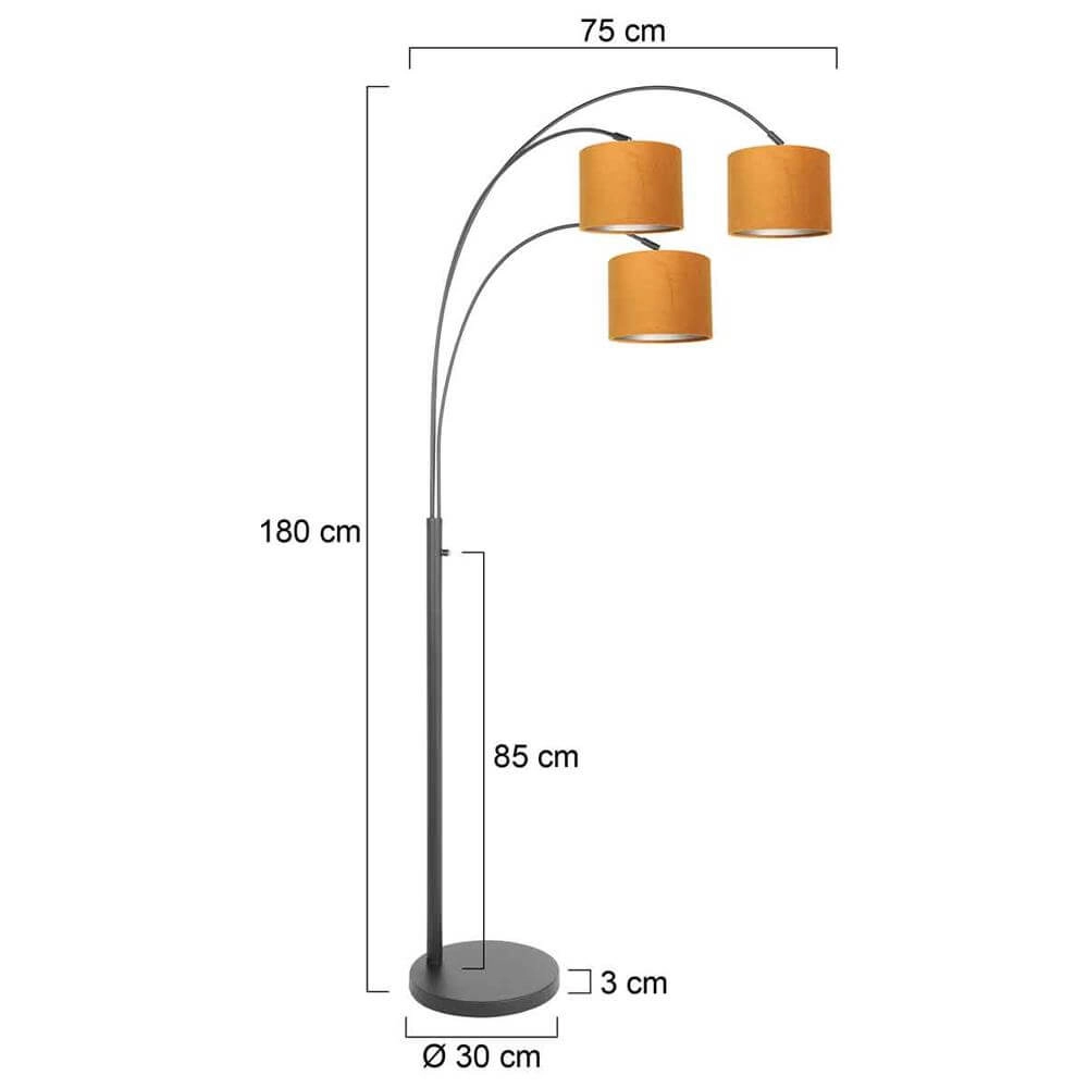 Stehlampe Sparkled Light schwarz mit goldener Kappen Steinhauer 8712746173581
