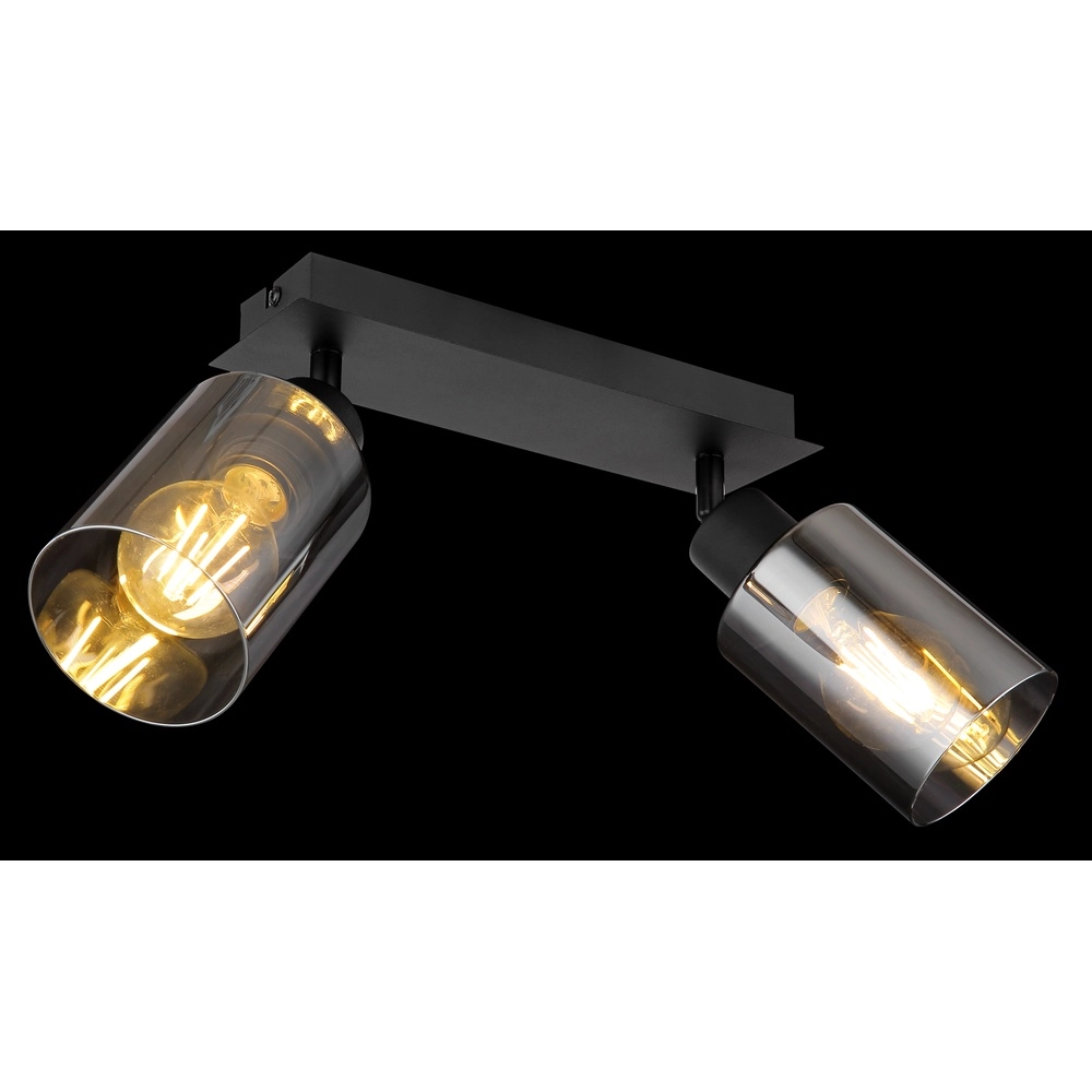 Deckenlampe Hadera 2-Licht Schwarz mit Rauchglas Globo 9007371440214