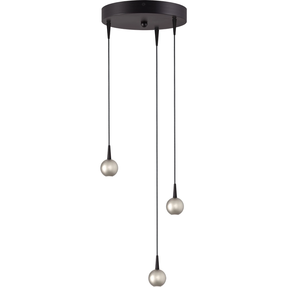 3-Licht Pendellampe Talana schwarz mit Nickel Ø 17 cm DTW