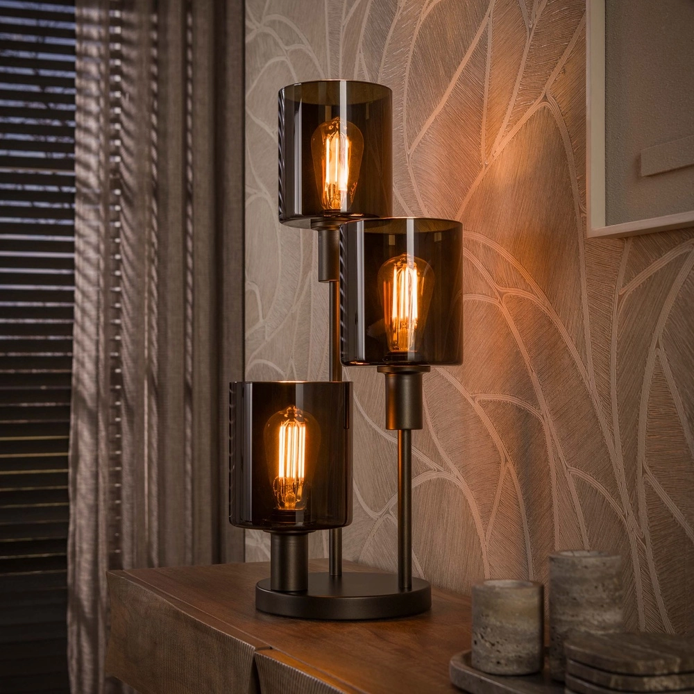 Design-Tischlampe Sepiora 3-helles Sienabraun