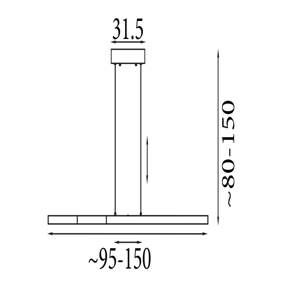 Pendelleuchte Linear Verstellbar Schwarz Searchlight 5053423301938