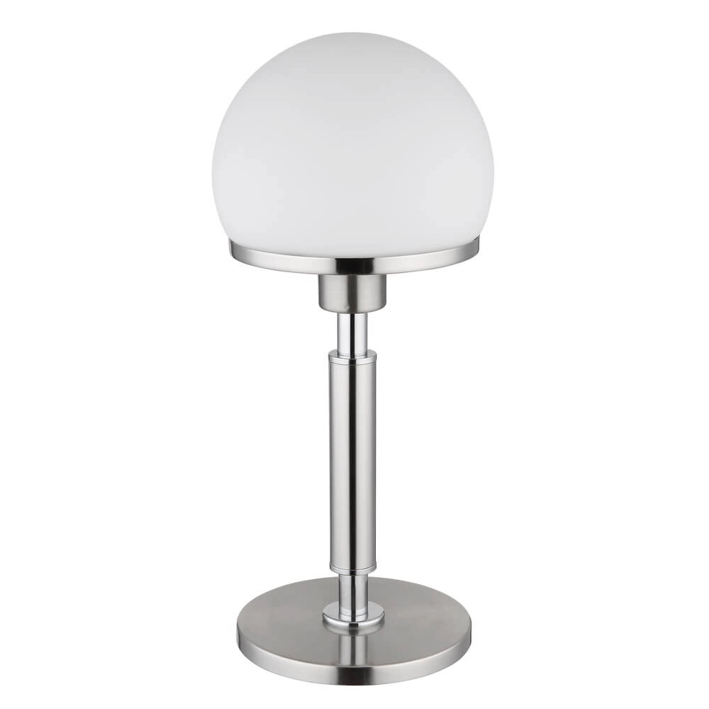Tischlampe Haku Chrom mit weißem Glas Globo 9007371447312