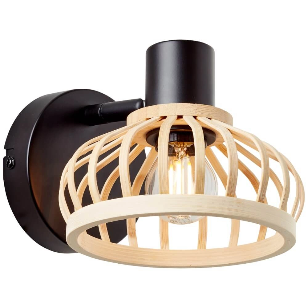 Wandlampe Norah schwarz mit Holz
