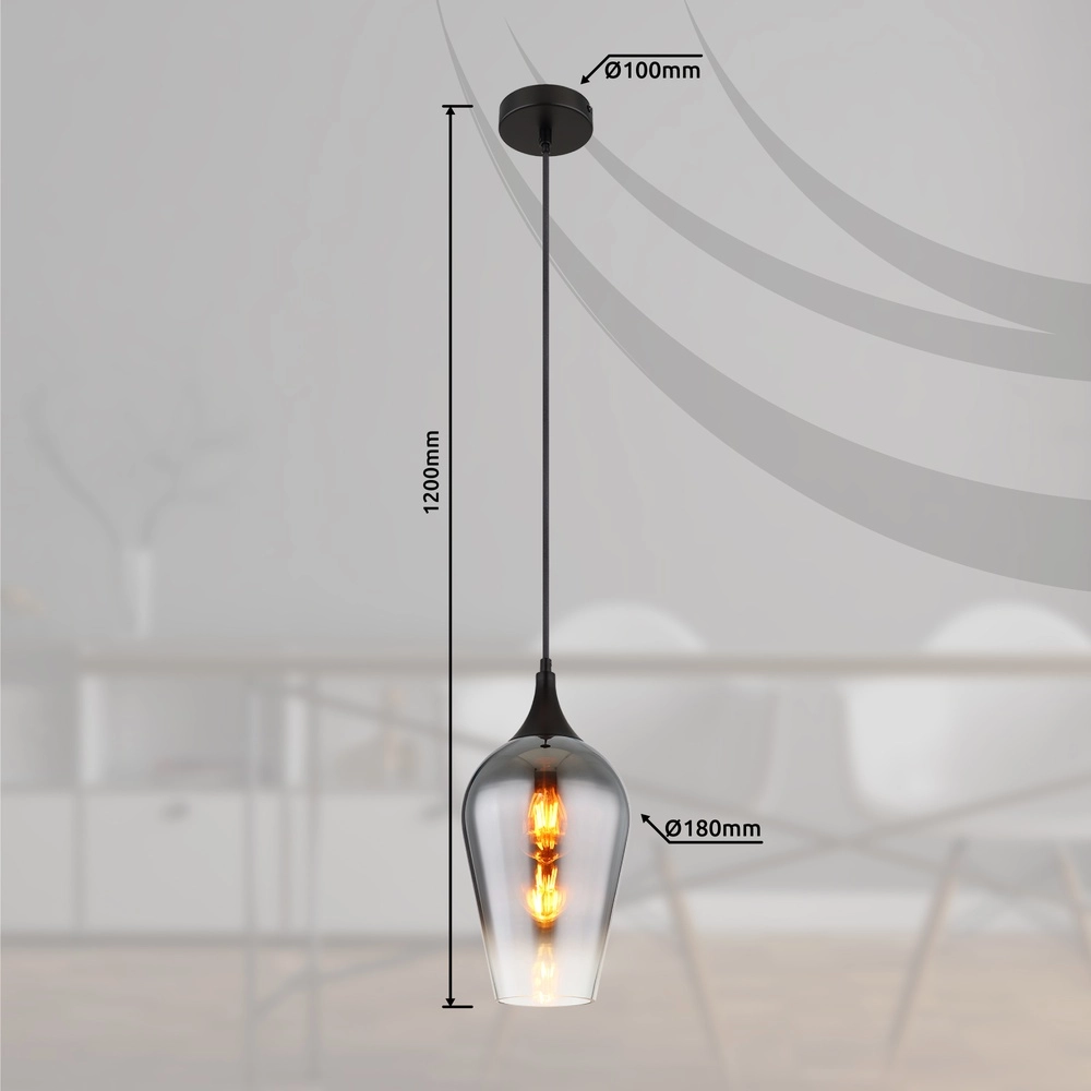 Pendellampe Lavus Rauchglas Globo 9007371450008