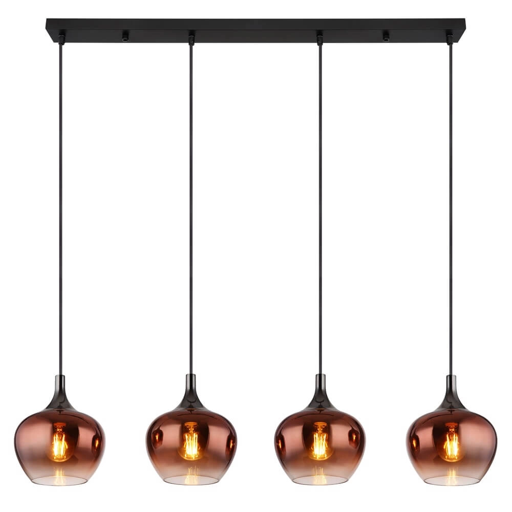 Schwarze Pendelleuchte Maxy mit rotem Glas 4-flammig Globo 9007371447985