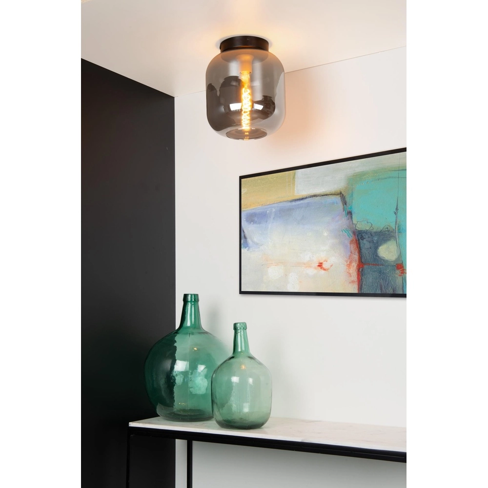 Deckenlampe Joanet Ø 25 cm schwarz mit Rauchglas Lucide 5411212452153