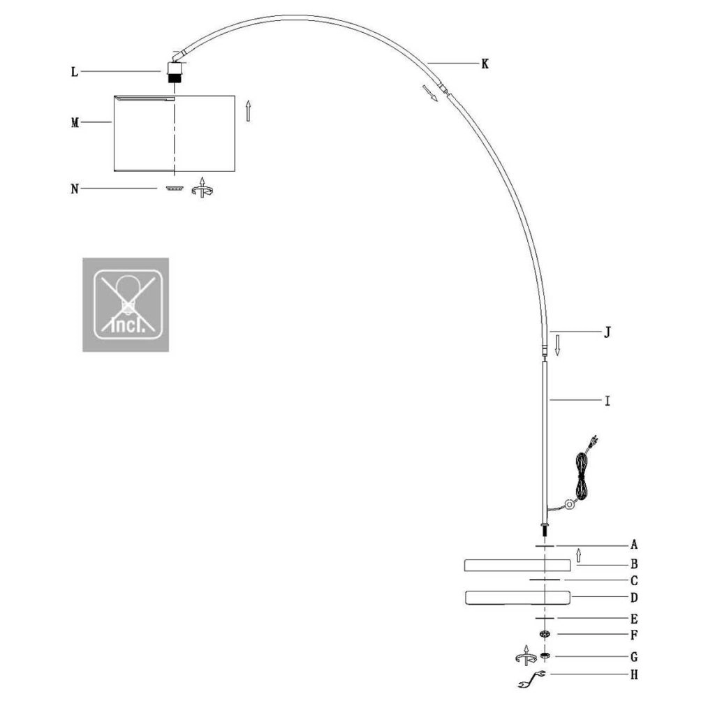 Bogenlampen-Schwarz Solva mit Bambusschatten Ø60 cm Steinhauer 8712746182620