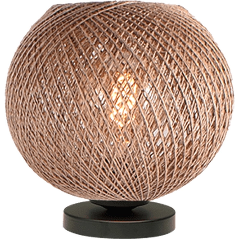 Tischlampe Corda schwarz mit Rattan Ø 20 cm