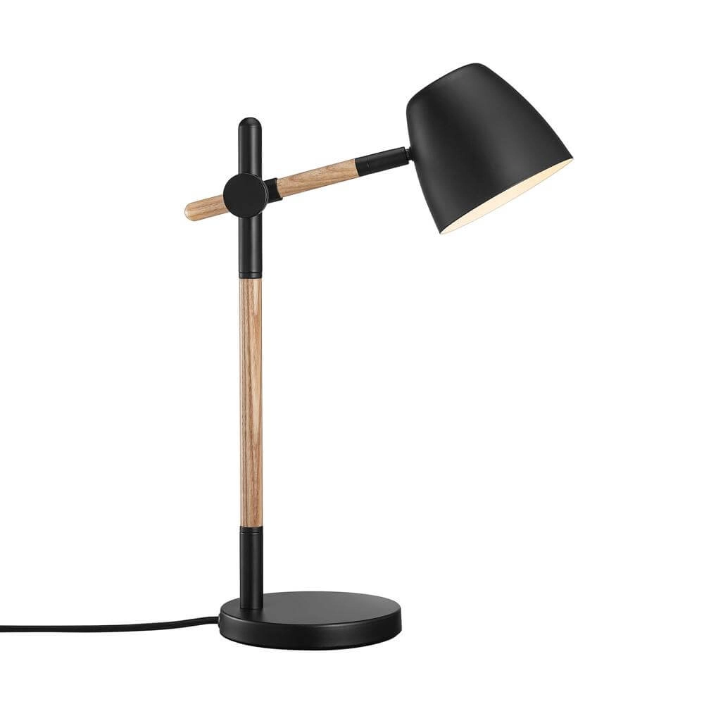 Tischlampe Theo schwarz mit Holz