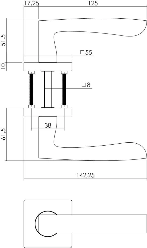 Fester Türgriff Dean quadratisch nickel matt Intersteel 8714186272657